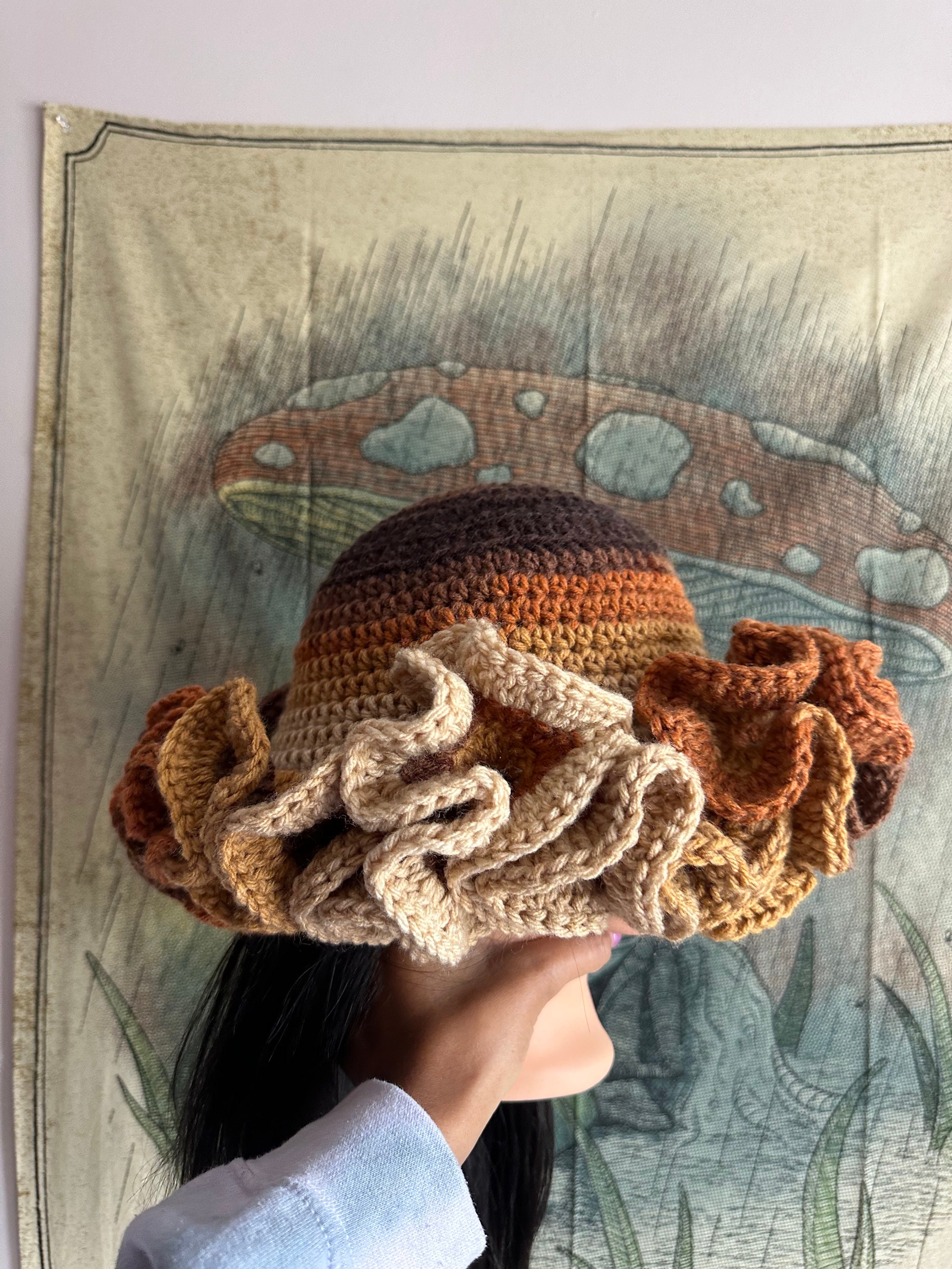 Red Rose Big Ruffle Handmade Crochet Bucket Hat - Etsy