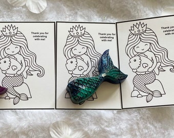 Princess-themed Crayons With Cards - Tiara/Mermaid Tail - Party - Gifts for kids - Loot Bags - Classroom Favours - School