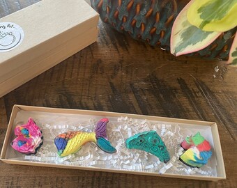 Handmade Mermaid Tail & Tiara Crayons | Non-Toxic Kids Art Gift