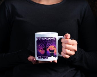 Wickedly Cute Black Cat Mug, Black Cat Mug, Halloween Mug, Halloween Cat Mug, Spooky Halloween Mug, Black Cat Lover Gifts, Cat Lover Mug