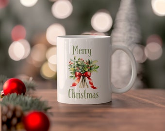 Merry Christmas Mistletoe Mug, Christmas Coffee Mug, Christmas Mug, Hot Chocolate Mug, Mug for Christmas, Holiday Coffee Mug, Christmas Gift