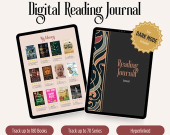 Art Nouveau Reading Journal, Book Review Journal, Digital Reading Journal, Book Tracker, Reading Tracker, Goodnotes, Dark Mode included