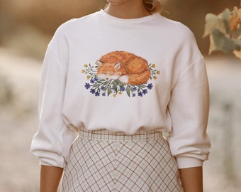 Fox and wildflower sweatshirt, cottagecore sweatshirt, woodland sweatshirt, nature sweater,
