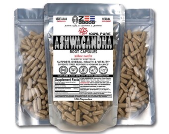 Pure Ashwagandha Capsules 1500mg, All Natural, Stress & Sleep, Vegan, Non-GMO, Plant-Based