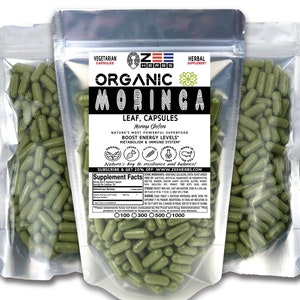 Organic Moringa Capsules - 1800mg Per Serving of Natural Pure Moringa Oleifera Leaf Powder - Non-GMO, Vegetarian Capsules, Natural Superfood
