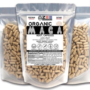 Organic Maca Root - 1500mg Per Serving of Natural Pure Maca Root Powder - Non-GMO, Vegetarian Capsules, Powerful Adaptogenic Herb