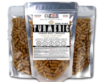Pure Turmeric Ginger Capsules 3000mg, All Natural, Healthy Inflammation Support & Joint, Vegan, Non-GMO, Plant-Based