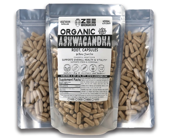 Organic Ashwagandha Capsules - 1500mg Per Serving of Natural Pure Ashwagandha Root Powder - Non-GMO, Vegetarian Capsules, Herbal Supplement