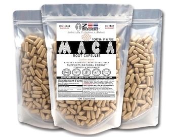 Pure Black Maca Root Capsules – 1500mg Adaptogenic Herb, Non-GMO Vegetarian (Dietary Supplement)