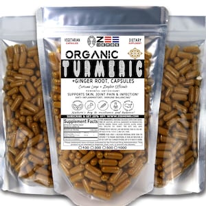 Turmeric Capsules, 3000mg of Natural Pure Organic Turmeric & Ginger Root Powder, Herbal Supplement