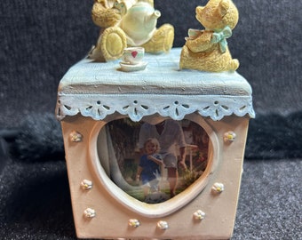 Vintage 80s Colorful Teddy Bears Reading Resin Picture Box 4" x 6"