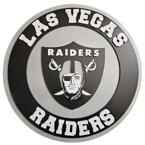 Las Vegas Raiders Distressed Logo Cut Out Wood Sign 24 Diameter Select NEW