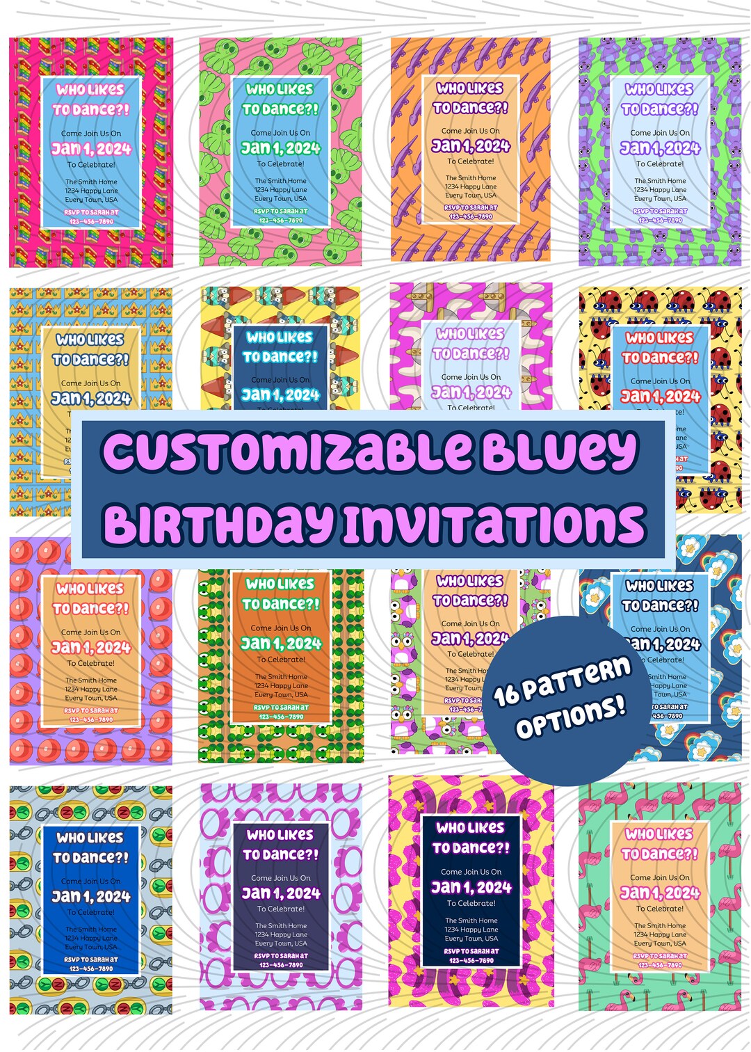 Customizable Bluey Birthday Invitations Editable Canva Template Bluey Kids Party Invitations ...