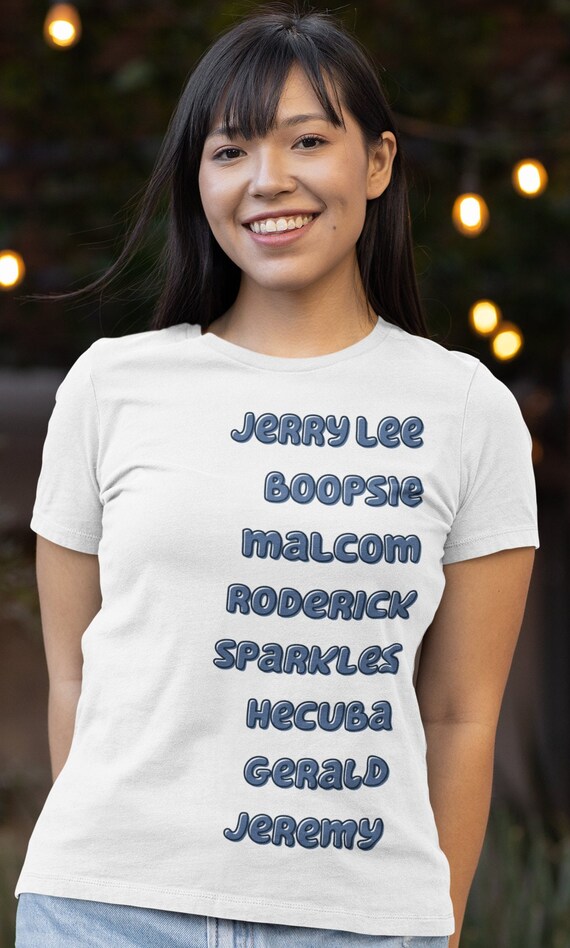 Bluey Inspired List of Imagination Names Unisex Soft T-Shirt- Bluey Dad Shirt- Bluey Shirt Adult- Bluey Birthday Shirt- Funny Tshirt