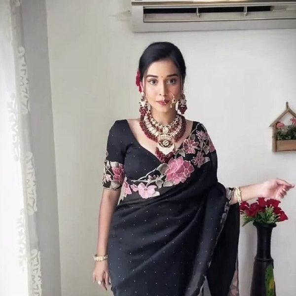 1 Minute Ready To Wear Saree With Blouse/ Western Sari/ Women Ladies Full Stitch Readymade saree/ Trendy Fashionable Bollywood stylish saree