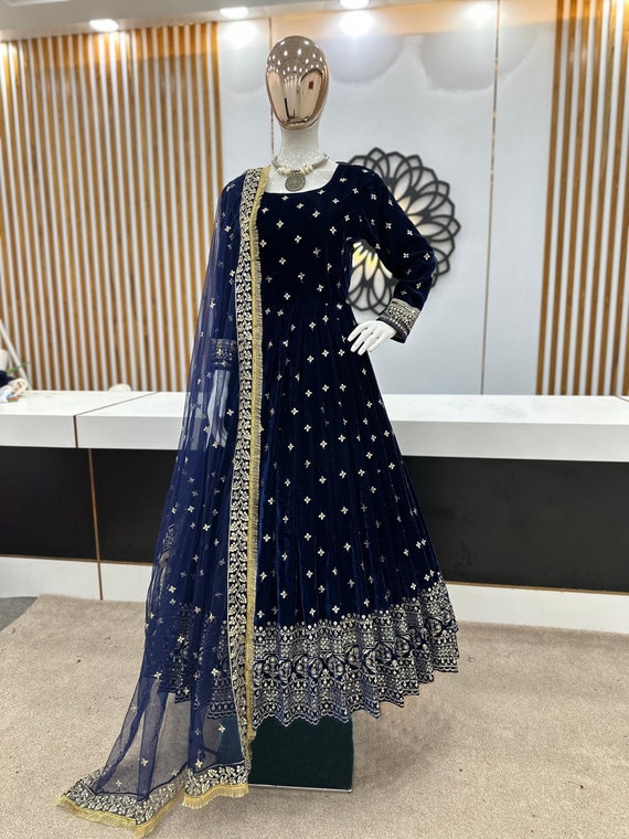 Velvet anarkali shop gown