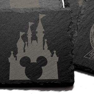 You Choose | Laser Engraved Disney Inspired Coaster Set | Magic Kingdom | EPCOT | Animal Kingdom | Hollywood Studios