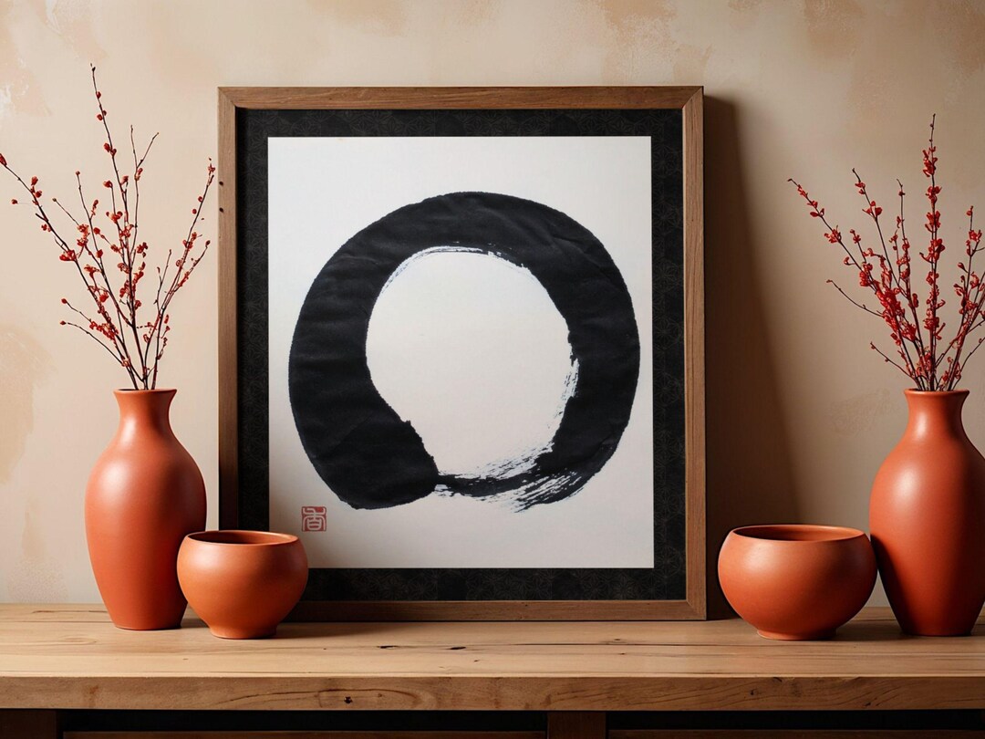Zen Enso Circle Art - Strong Bold Ink Calligraphy - Minimalist Japanese ...