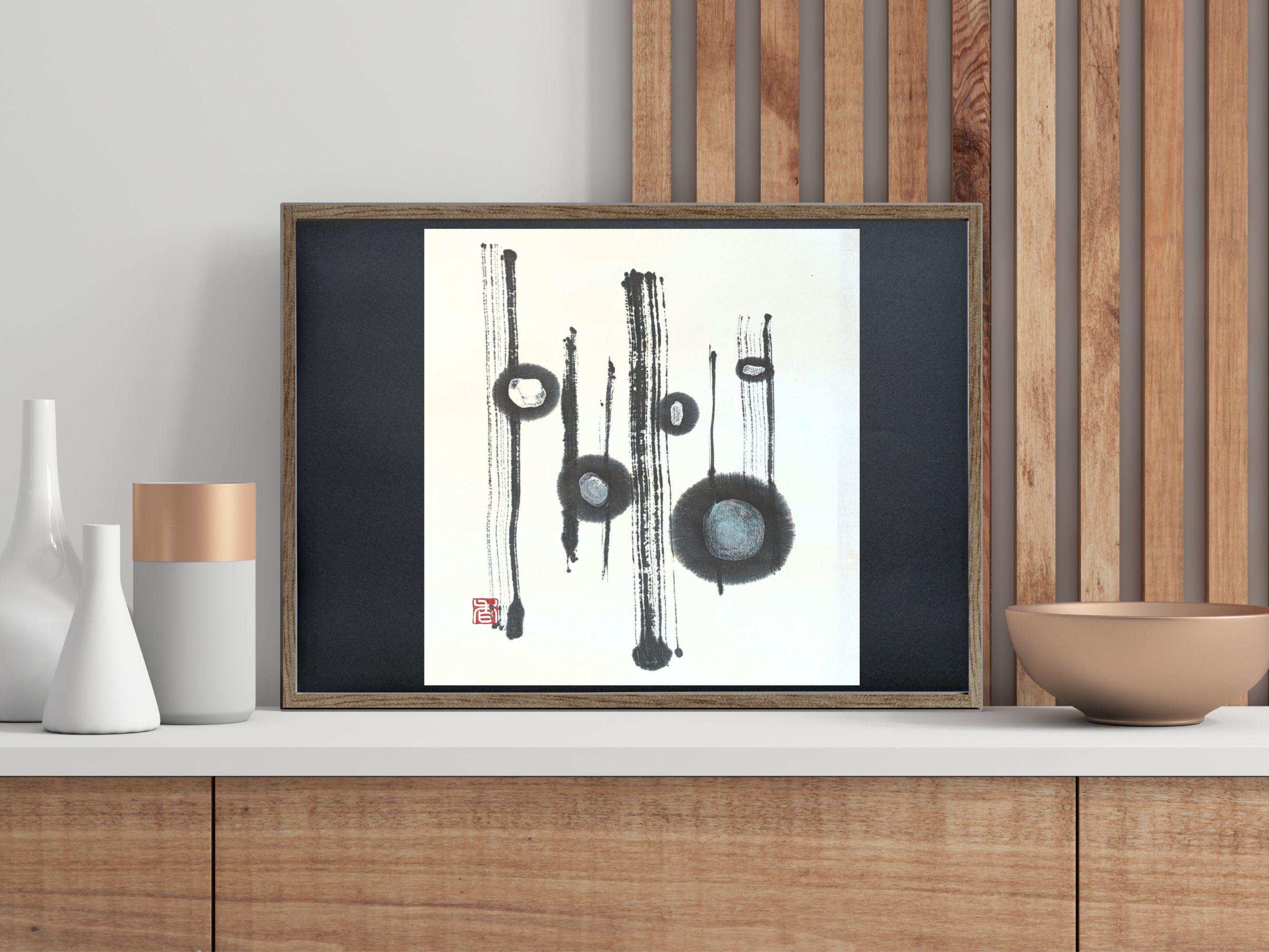 Japanese Abstract Ink Abstract Sumi Ink Art | Japanese Brush Painting on Washi Paper - Etsy