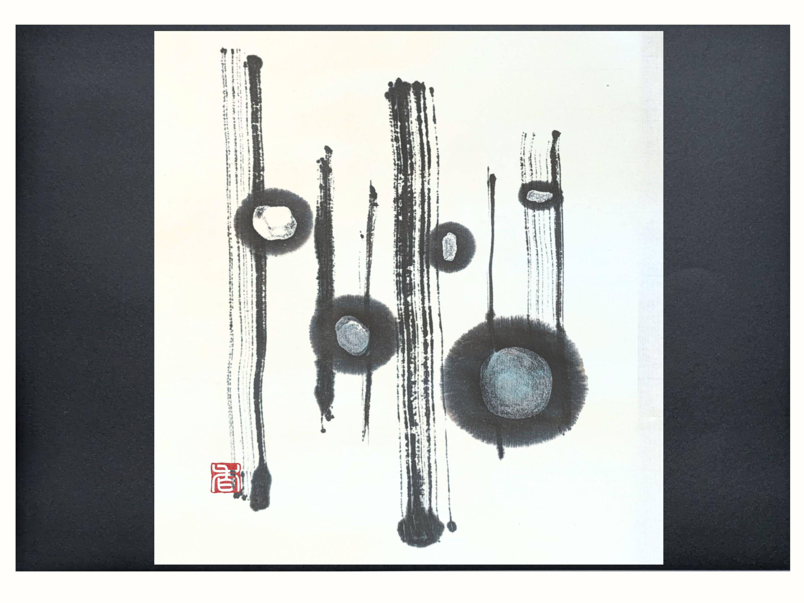 Japanese Abstract Ink Abstract Sumi Ink Art | Japanese Brush Painting on Washi Paper - Etsy