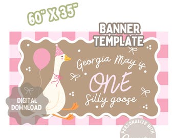 ONE Silly Goose バナーテンプレート | 1歳の誕生日 | 編集可能なCanvaテンプレート