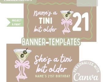 ティニ・ビット・オダー21歳の誕生日バナーテンプレート｜編集可能なCanvaテンプレート