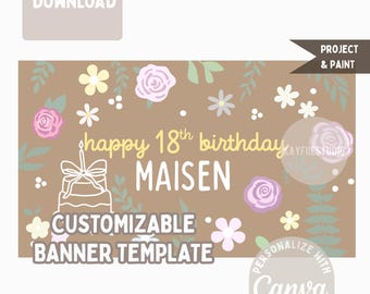 花の誕生日バナーテンプレート｜デジタルダウンロード