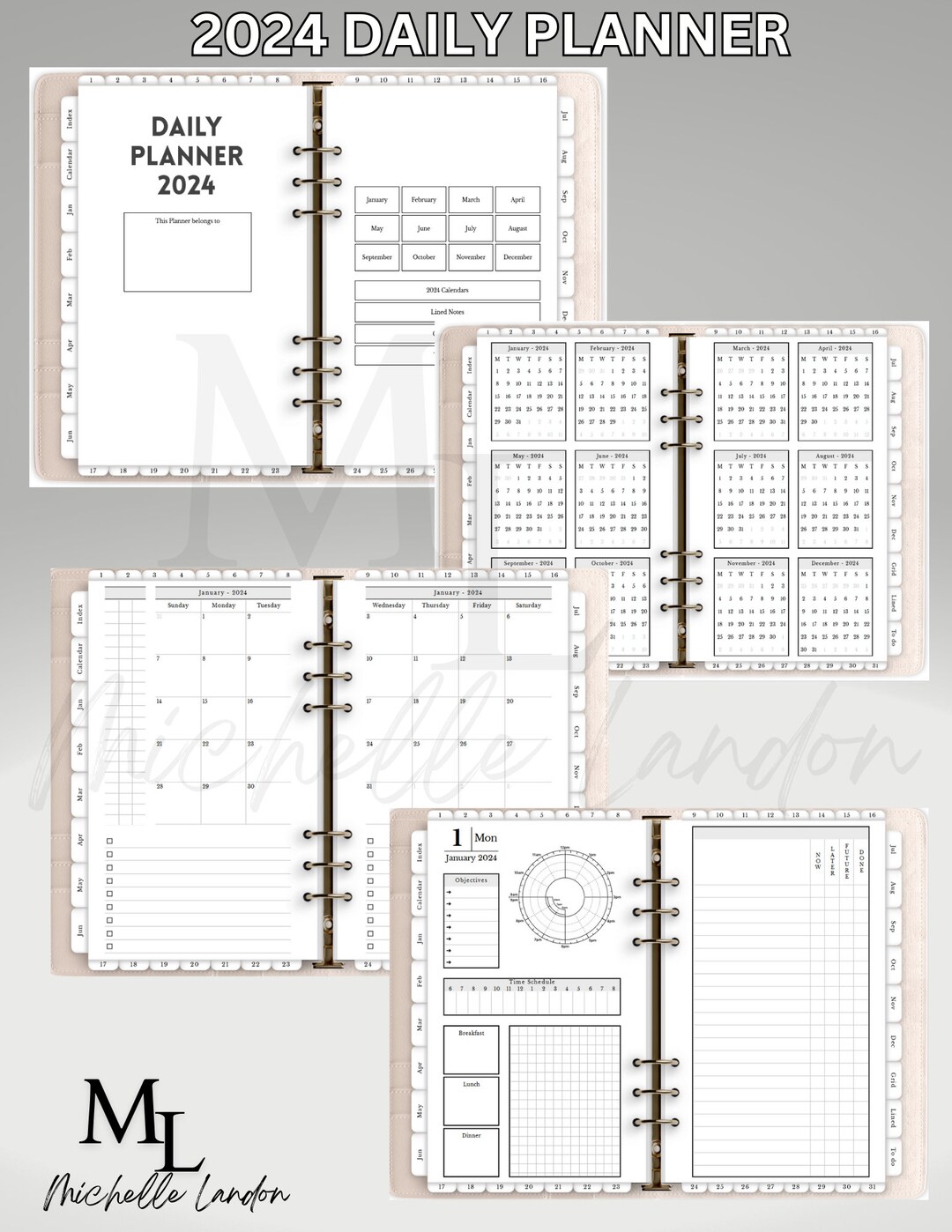 2024 Daily All Hyperlinked Digital Planner - Etsy