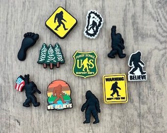 Bigfoot Croc Charms | Sasquatch Charms |  Yeti | Cryptid Shoe Charms | Outdoor Shoe Charms | Wilderness Croc Charms