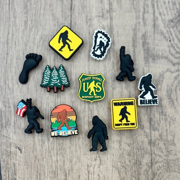 Bigfoot Croc Charms | Sasquatch Charms |  Yeti | Cryptid Shoe Charms | Outdoor Shoe Charms | Wilderness Croc Charms