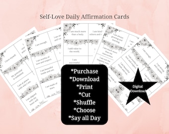 Self-Love Affirmation Cards, Healing Journey, Confidence, Positive Mindset, Daily Affirmations, Self-Love Journal, Inner Goddess, Feminine