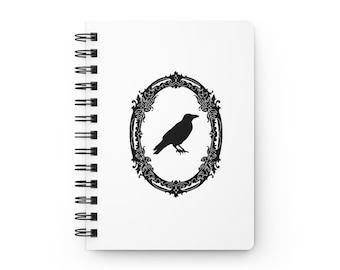Notatnik spiralny „The Raven”, notatnik Edgara Allana Poe, projekt Quill & Crow, notatnik do pisania, prezent dla pisarzy, wystrój gotycki, Halloween