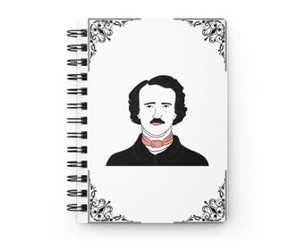Edgar Allan Poe Spiral Bound Journal, Gothic Notebook, Goth Stationary, Halloween Office Supplies, Poe Decor, Poe Office, The Raven