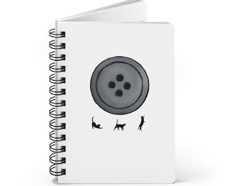 Coraline thema spiraal gebonden dagboek, Coraline notebook, journaling, cadeau, creatief schrijven, DIY Craft, grimoire, gotisch notitieboekje, Halloween