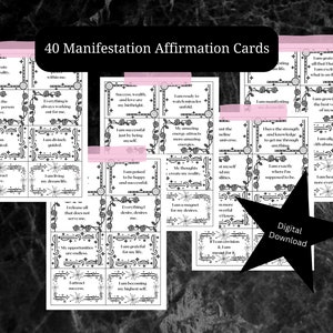 Manifestation Affirmation Cards, Daily Positive Mantra, Manifest Journal, Journal Prompts, Affirmations, Positive Mindset, Oracle, Printable