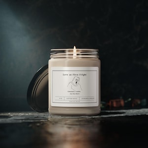 Love at First Fright Soy Candle, GhostFace Scream Candle, Horror Movie Night Decor, 9oz Candle, Horror Fans, Creepy, Halloween Gift, Creepy