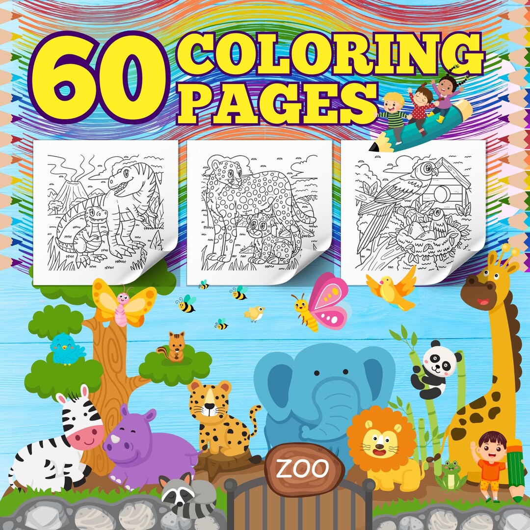60 Zoo Animals Coloring Pages for Kids | Cute Animal Coloring Sheets ...