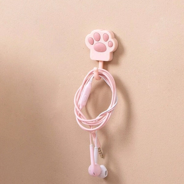 Cat paw wall hook, pink wall hook, kawaii wall hook, Pink wall hook