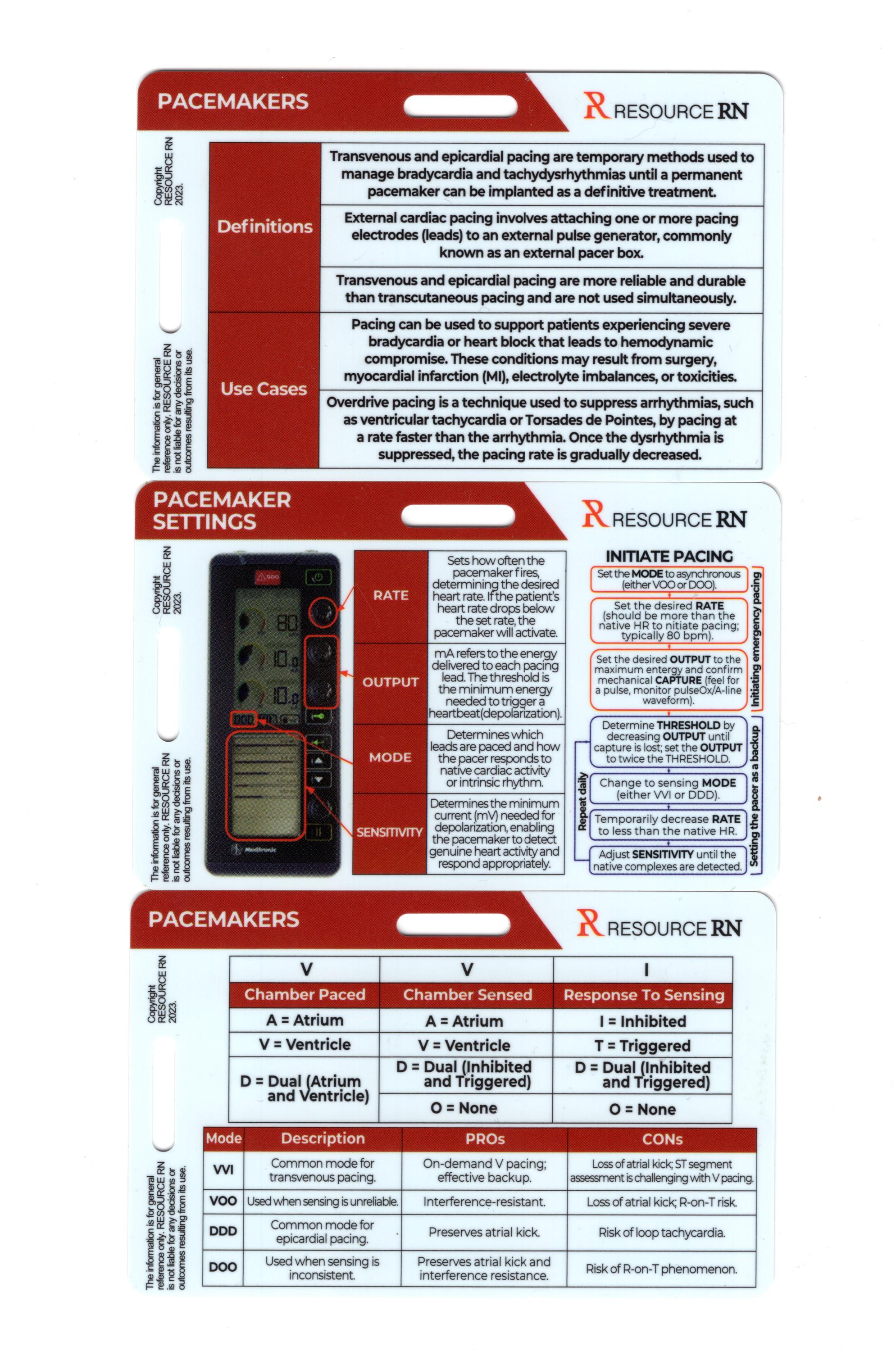 Pacemaker Settings Reference Cards: Clinician Pocket Guide - Etsy