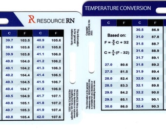 Celsius to Fahrenheit Conversion Card for Healthcare