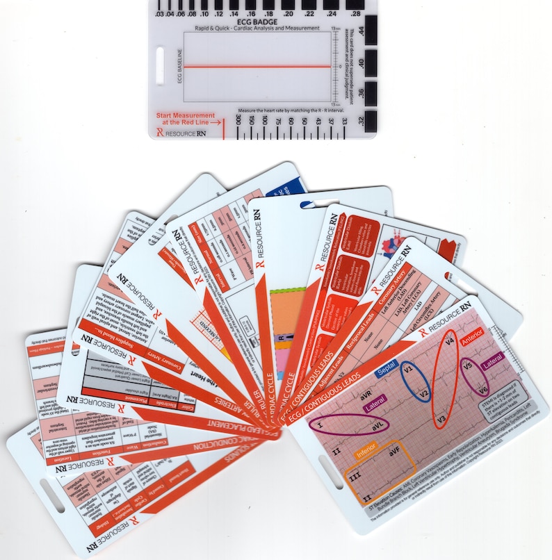 Cardiac Nursing Badge Card Set: ECG Interpretation & STEMI Tool - Etsy