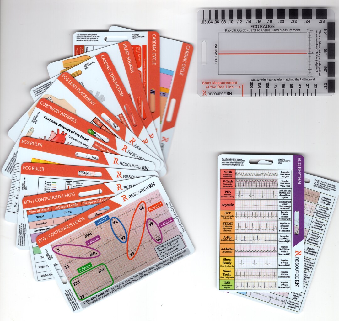 Medical Student ECG Card EKG Pocket Reference Card - Double Sided ECG ...