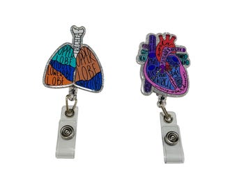 Anatomy Badge Reel | Heart, Lung Designs for Nurses & Medical Professionals