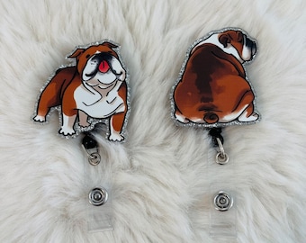 Bulldog Retractable Badge Reel (Set of 2) - Dog Lover Nurse Gift