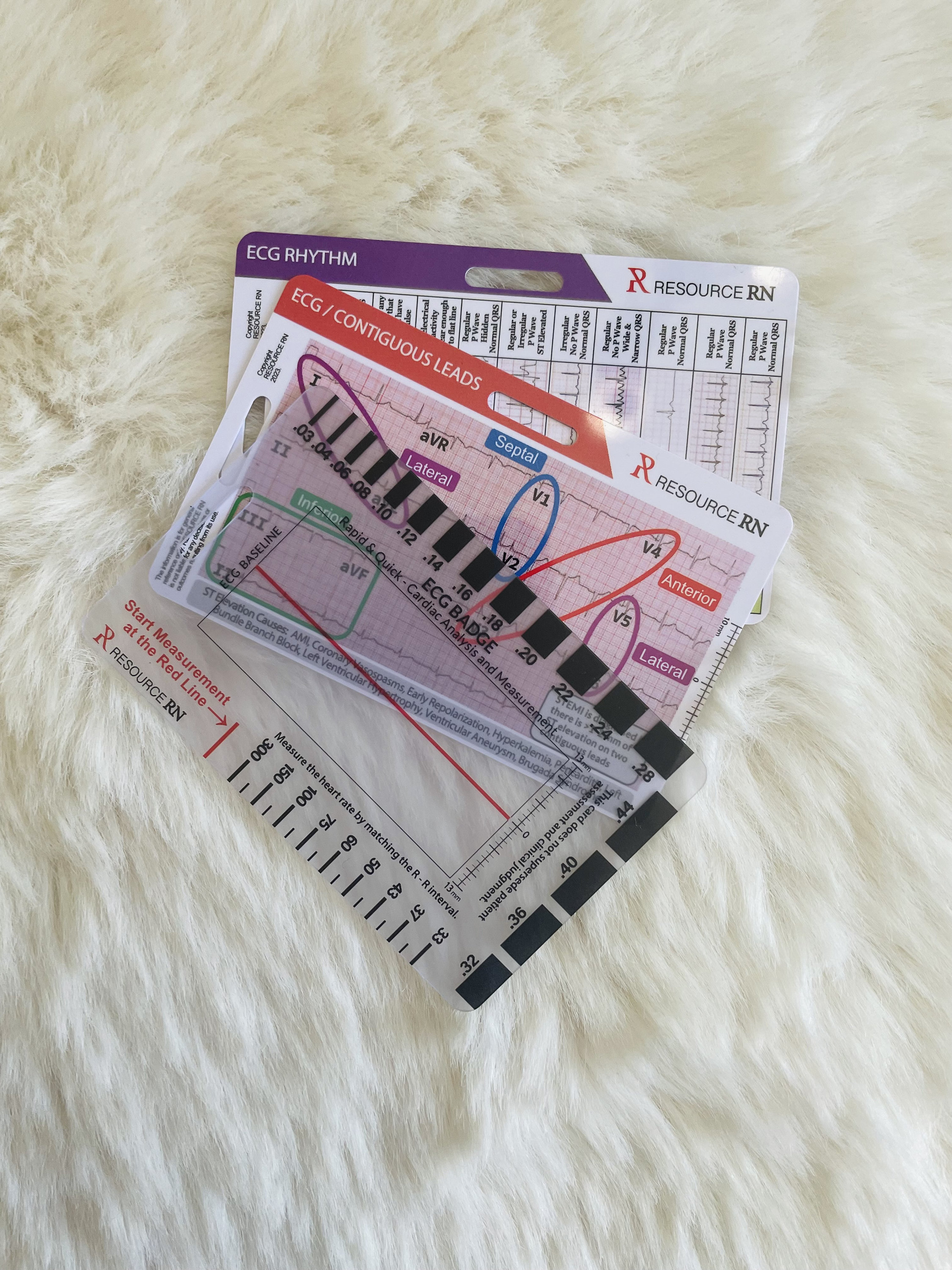 Bestseller Set - Rapid and Quick Cardiac Analysis Measurement Tool (Vertical), ECG/EKG STEMI reference, Rhythm Badge Card Pocket Guide