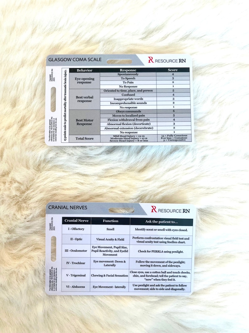 Cranial Nerves & Glasgow Coma Scale Badge Card: Neurological Assessment ...