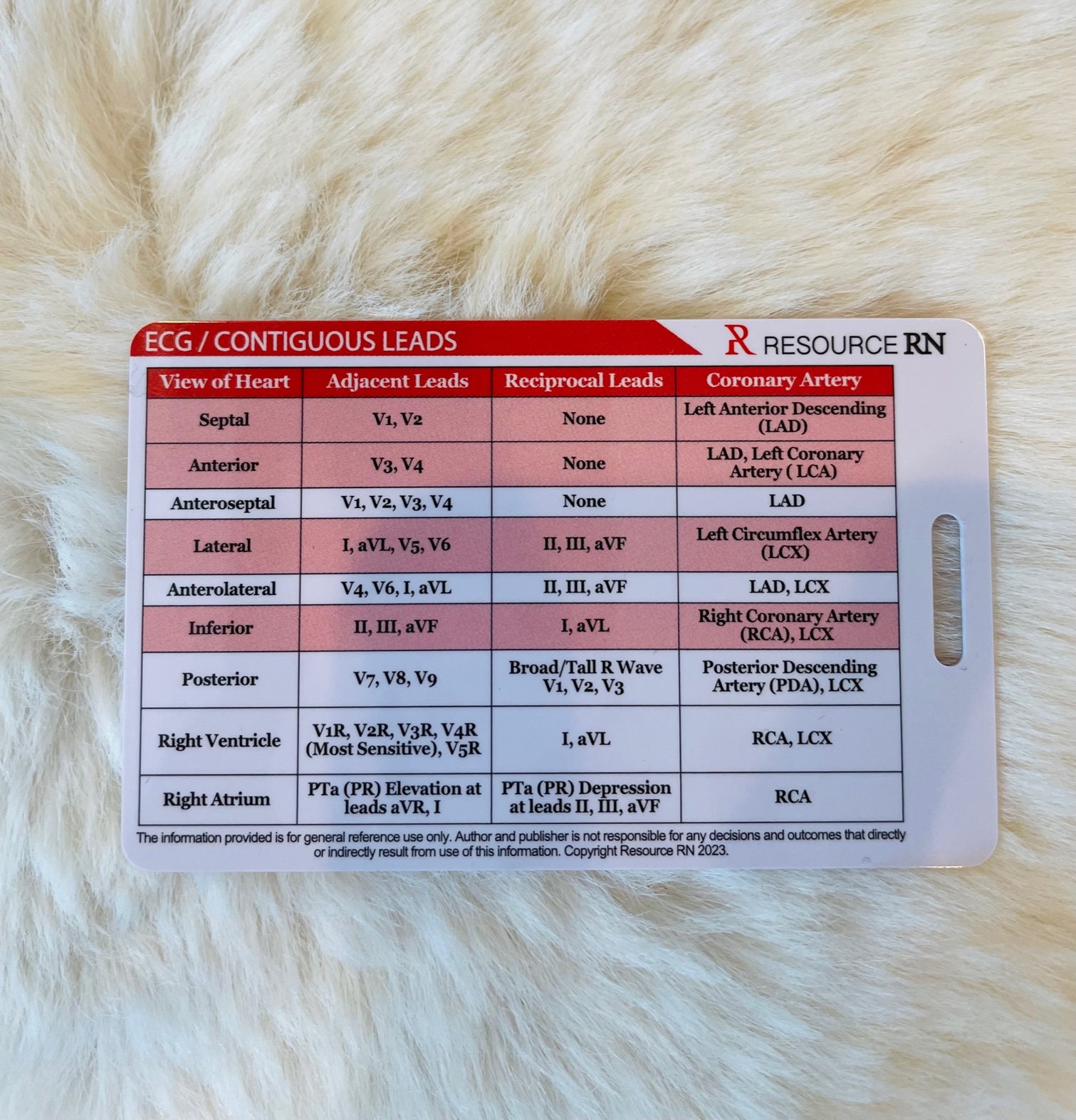 Stemi 12 Lead Tool Vertical Reference 12 Lead ECG Reference Chart ...