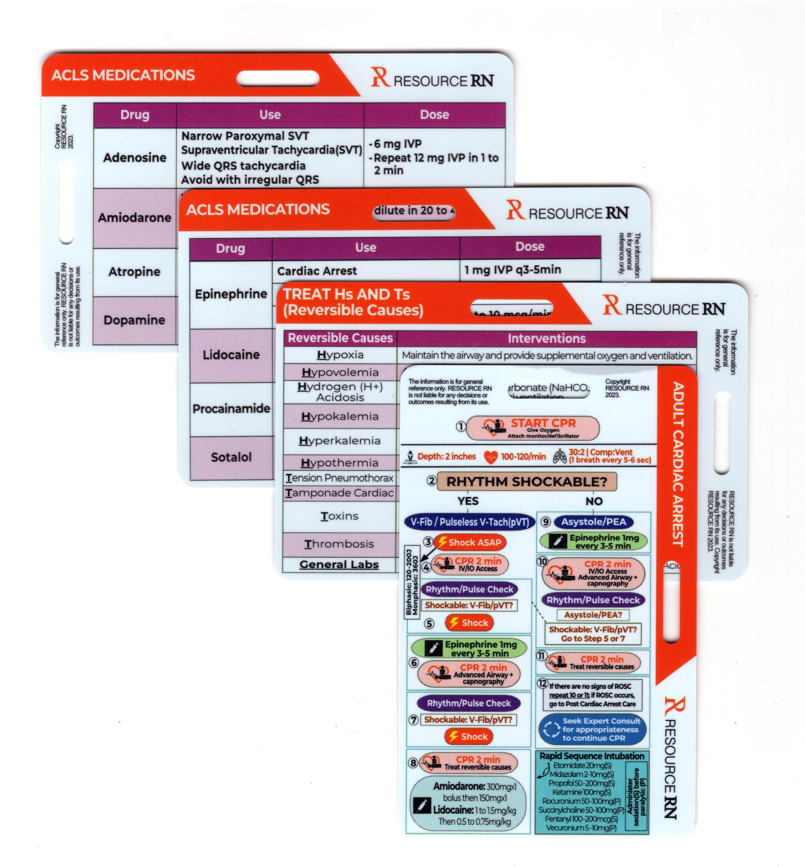 ACLS Badge Card Set: Rapid Medical Reference - Horizontal & Vertical - Etsy