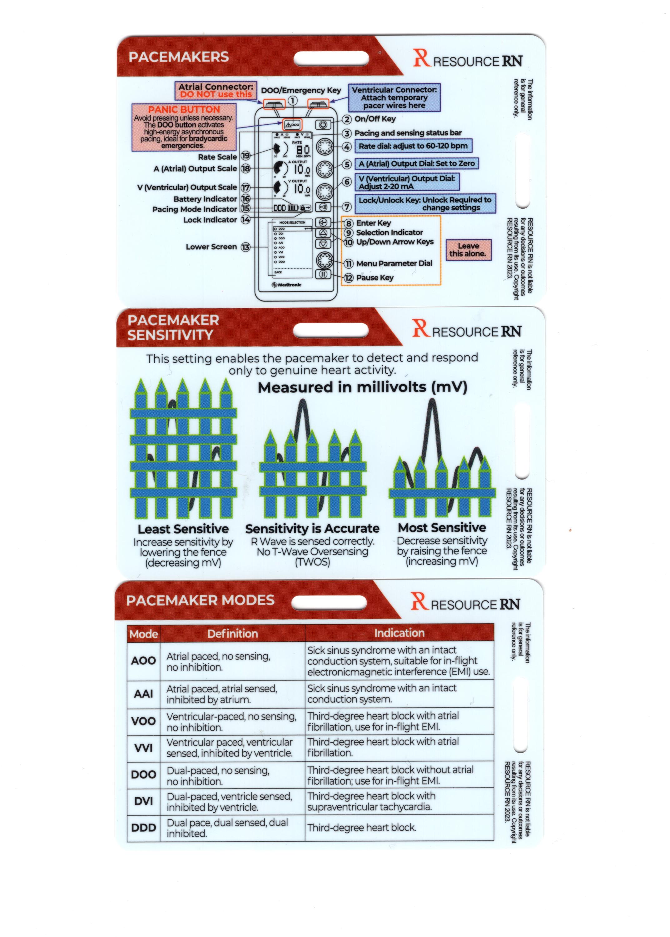 Pacemaker Settings Reference Cards: Clinician Pocket Guide - Etsy