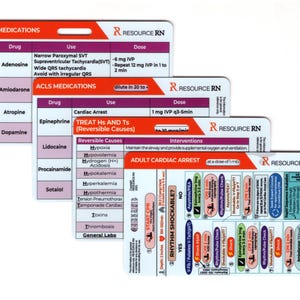 ACLS Badge Card Set: Rapid Medical Reference - Horizontal & Vertical - Etsy
